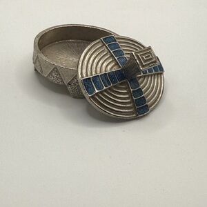 Pewter and crushed turquoise Trinket Box